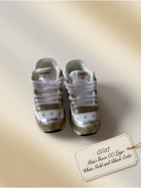 CC37, CHANEL White & Gold Mini Sneaker For Labubu Doll